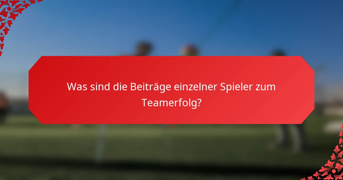 Was sind die Beiträge einzelner Spieler zum Teamerfolg?